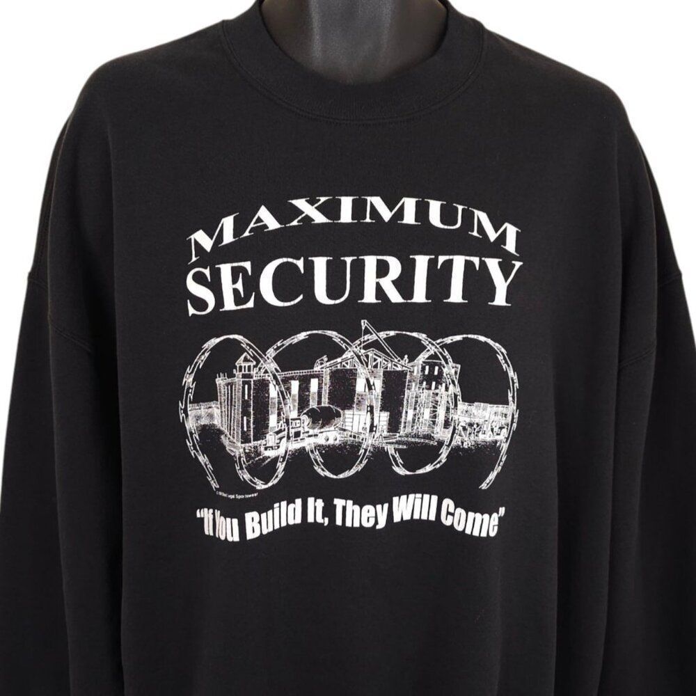 Vintage Maximum Security Prison Sweatshirt Mens Size 3XL Black Made In USA